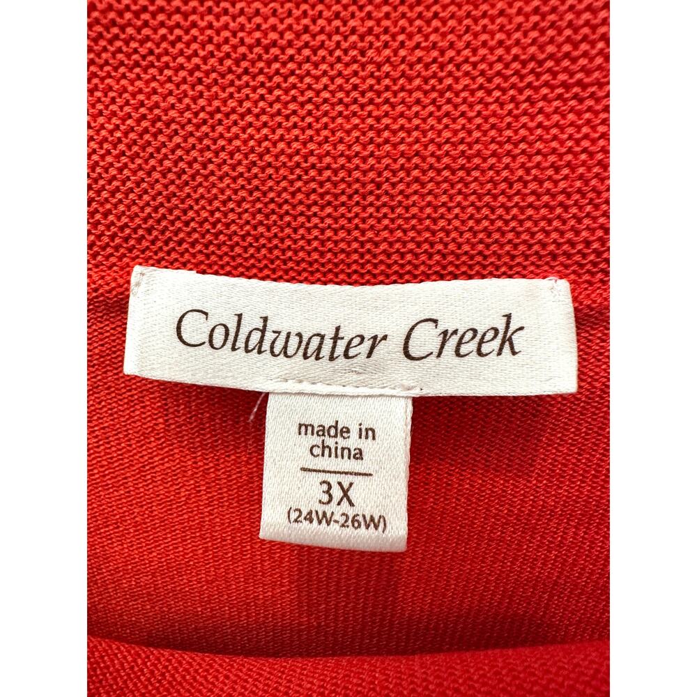 COLDWATER CREEK Silk Cotton Top Orange Boat Neck Short Sleeve Sweater Plus 3X - Picture 7 of 9